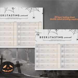 PRINTABLE: 20 Beer Tasting Scorecard / Score Sheet Halloween Theme