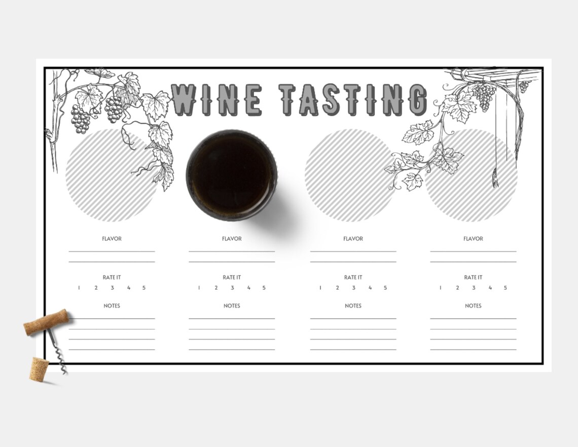 PRINTABLE: Wine Tasting Score Sheet / Placemat - Etsy