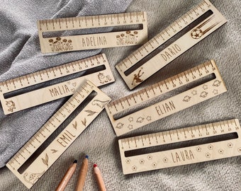Ruler for school children with reading aid and stylish motifs - Schoolchild 2024 - School enrollment gift 2024 - personalized