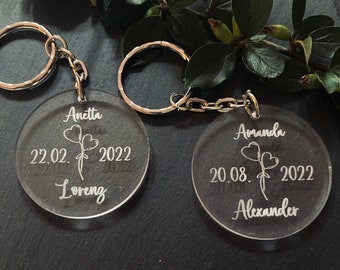 Personalisierter Schlüsselanhänger für Paare mit Datum Geschenk zum Jahrestag Hochzeitstag oder Jahrestag