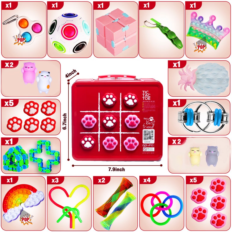 Fidget Toy Pack 40 Fidget Toys All in a Tic Tac Toe Lunch Etsy