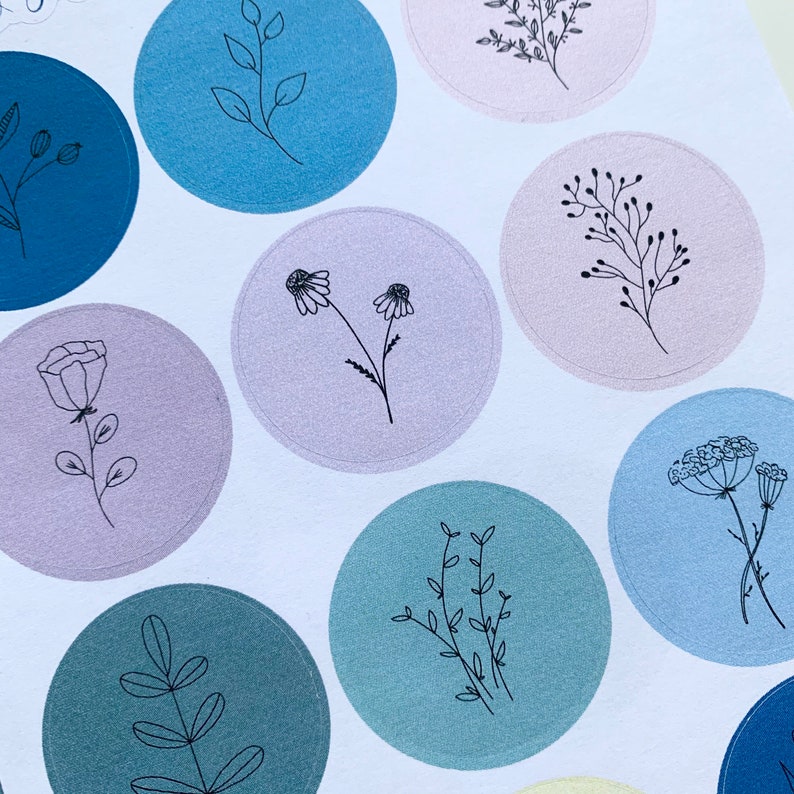 Aesthetic Circle Stickers For Bullet Journals Botanical Etsy