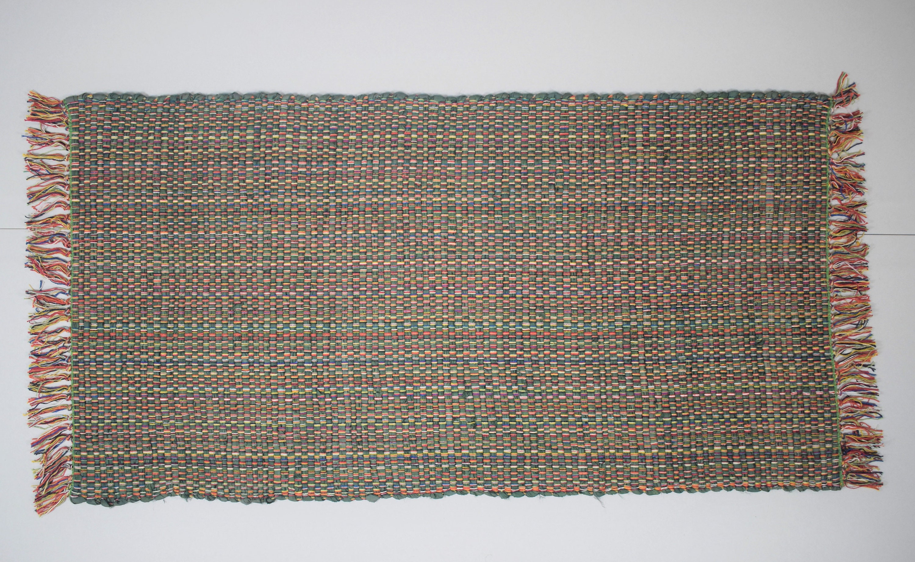 Green Rag Rug Recycled Cotton Rags Machine washable 75x135cm Etsy