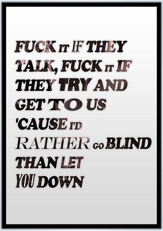 Tyrants lyric print Indie Wall Art Catfish and the bottlemen