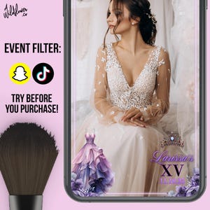 Purple Quinceañera floral dress snapchat lenses, tiktok effects, for wedding, birthday, event, party - Customise