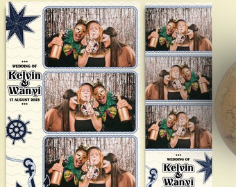 Nautical Ship Photo booth Anchor Navy Sea Template frame theme 4x6 (4R) and 2x6 (Photo strip) - Customise name & detail PSD and PNG file.