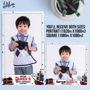 Bateau pirate 360 photomaton instagram tiktok carte au trésor de la mer superposition maquette carré et portrait - Personnalisez les noms, les détails des fichiers PSD et PNG