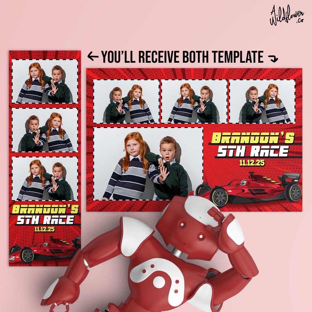 Red F1 Race Car Photo Booth Template Frame Overlay 4x6 (4R) and 2x6 ...