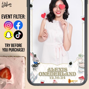 Filtr na Instagramie Wonderland, soczewki Snapchata, Fantazyjne efekty TikToka na imprezę, na wesele, urodziny, wydarzenie — Dostosuj nazwy, szczegóły