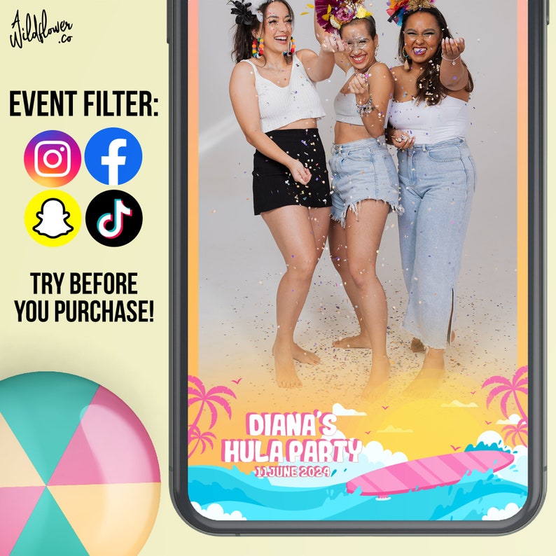 Hawaii Beach Instagram Filter, Birthday Snapchat Lenses, Surfboard