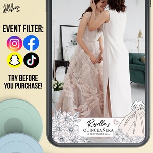 Quinceañera instagram filter, snapchat lenses, Mis Quince Anos tiktok effects, template for wedding, birthday, event, party - Customise