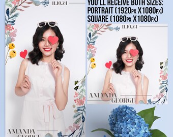 Wedding Overlay 360 Photo Booth Spinner, Birthday 360 Booth Overlay, 360 Video Booth template, Bridal shower Quinceanera Portrait and Square