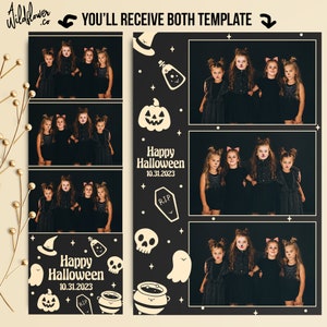 Halloween party Photo booth Template pumpkin frame haunted scary trick or treat blue theme 4x6 (4R) and 2x6 (Photo strip) Photobooth PSD PNG