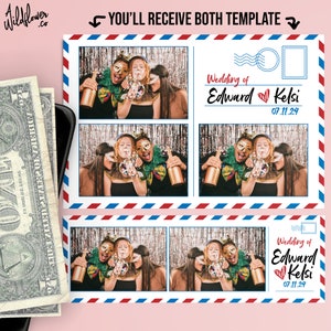 Postkaart Photo Booth Reissjabloon Vluchtframe Thema Avontuur Overlay 4x6 (4R), 2x6 (Fotostrip) Pas naam en detail aan PSD PNG-bestand