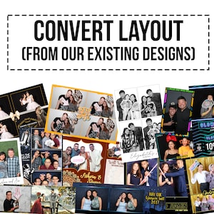 Convert layout / size for existing photo booth template designs - 4R photo strips square - Made to order Digital download