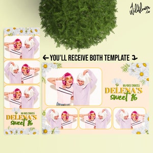 Wedding Floral Photobooth Template, Bridal Shower Anniversary Photo Booth flowers frame 4x6 (4R), 2x6 (Photo strip)