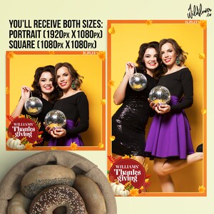 Thanksgiving 360 Photo booth template fall  Autumn tiktok video template Overlay filter spin Square Portrait PSD PNG file