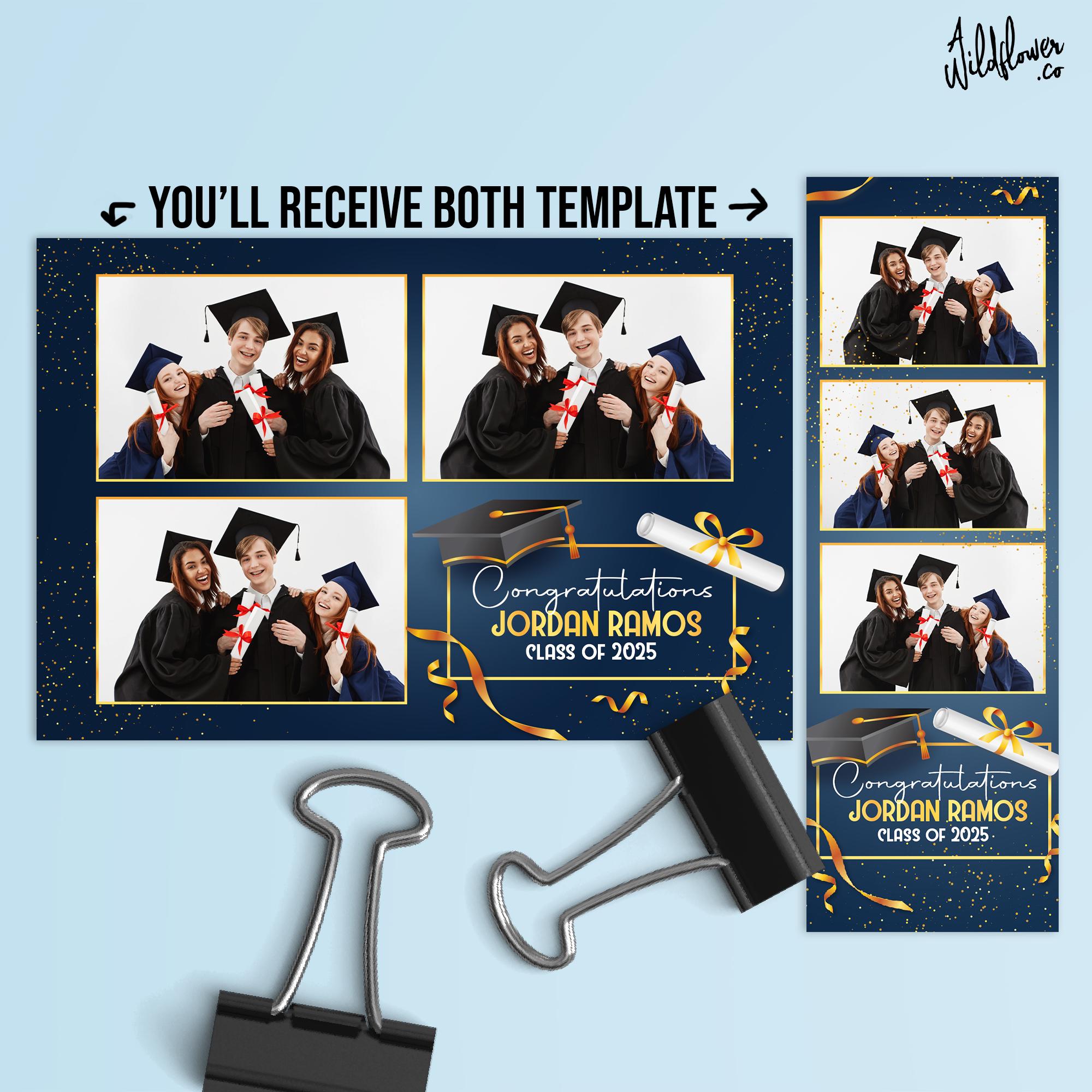 Grad Overlay Blue Gold Graduation Photo Booth Template, Confetti Grad Overlay 4x6 ...