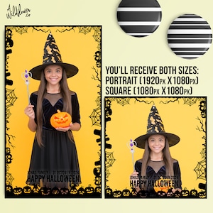 Halloween party 360 Photo booth template  filter tiktok Overlay black video template filter Square & Portrait PSD PNG file