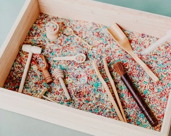 Wooden sensory play tray