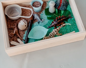 TODDLER SAFE! Dinosaur world sensory bin kit- children toys- gifts for kids- early education- open ended play- calming sensory play