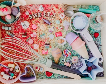 Sweets shop- Desserts- Icecream-Baking-Birthday Cupcakes sensory bin kit box