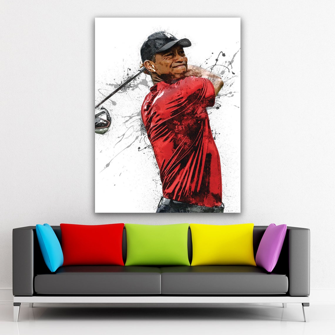 Tiger Woods Poster Canvas Sport Art Print Golf Art Wall Etsy