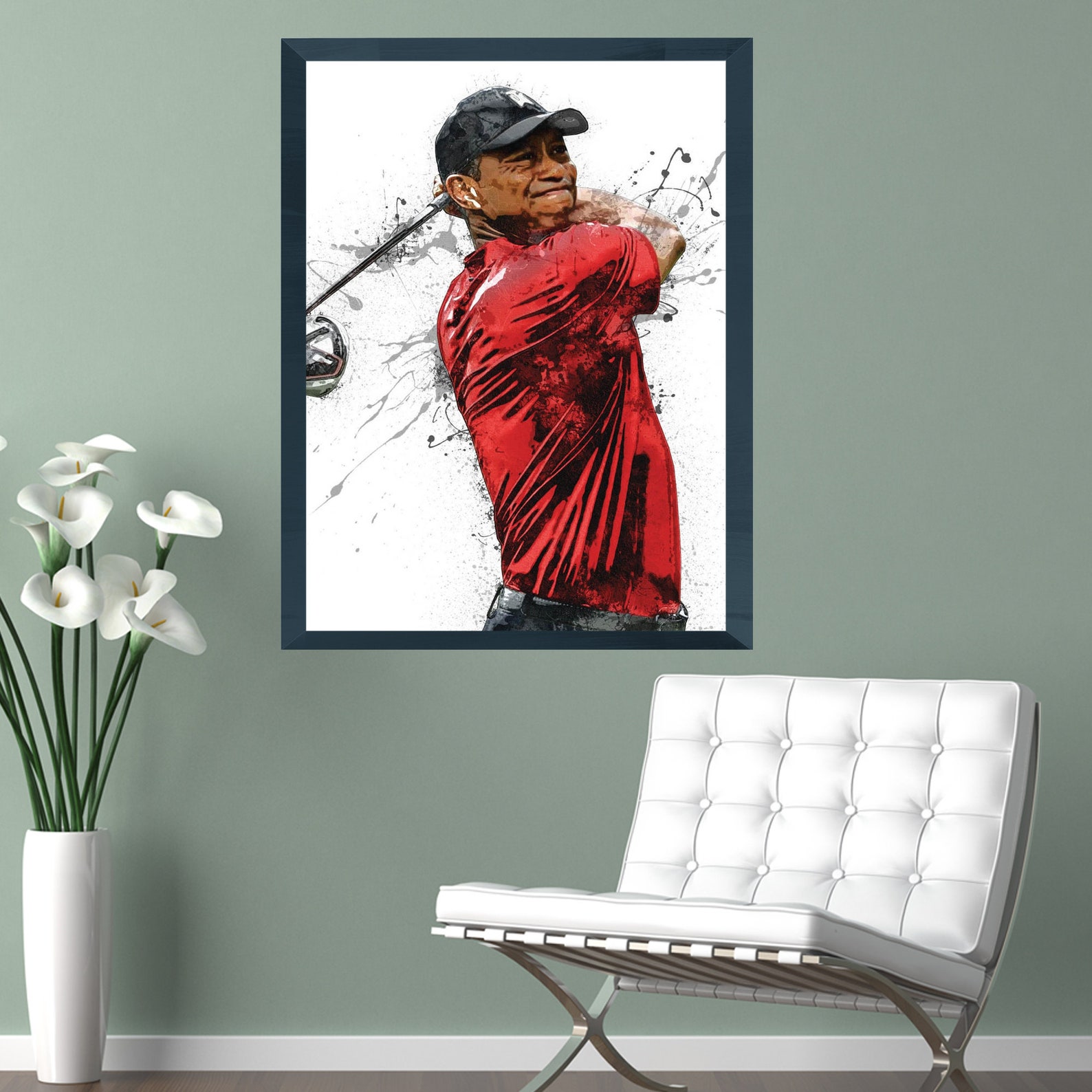 Tiger Woods Poster Canvas Sport Art Print Golf Art Wall Etsy