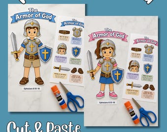 Armor of God Cut and Paste Activity | Ephesians 6 Bible Craft (Digital Download)