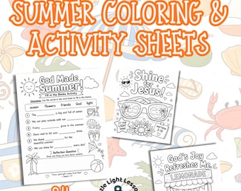 Christian Summer Coloring Pages | Bible Activities, VBS, Sunday School Worksheets (Digital Download)