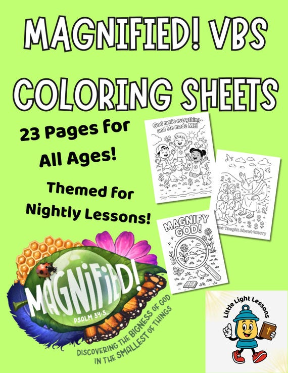 Magnified! VBS Coloring Pages | 23 Pages for All Ages, Themed for Each Night/Lesson