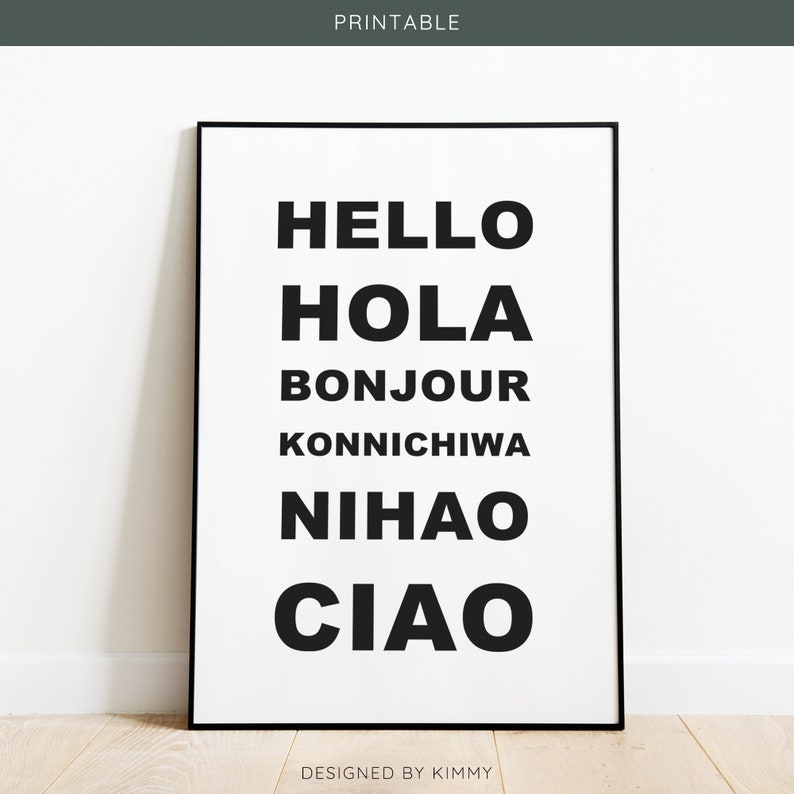 Hello in different languages Printable Wall Art Greetings Etsy
