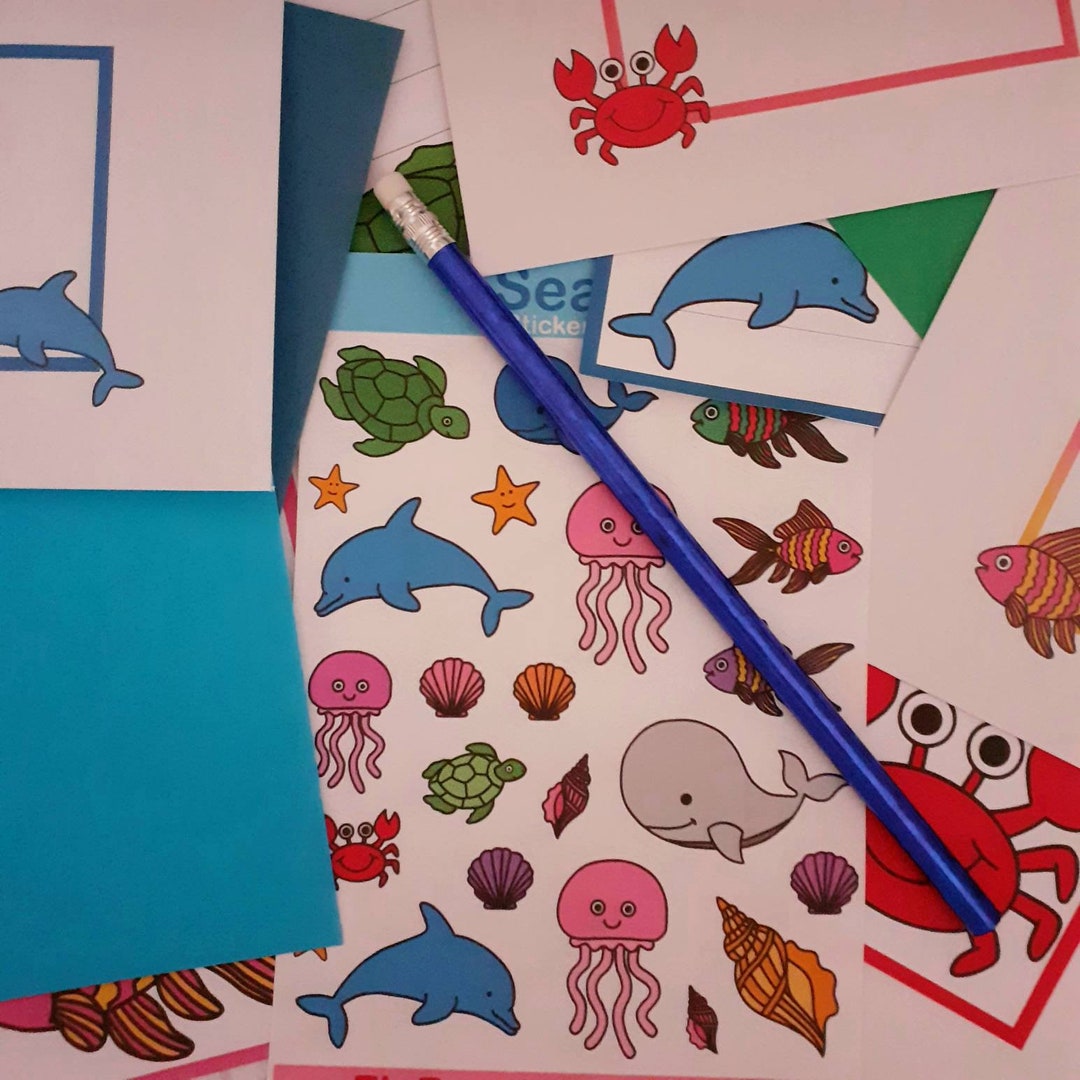 Sealife Letter Writing Set Kids Writing Set Children Etsy