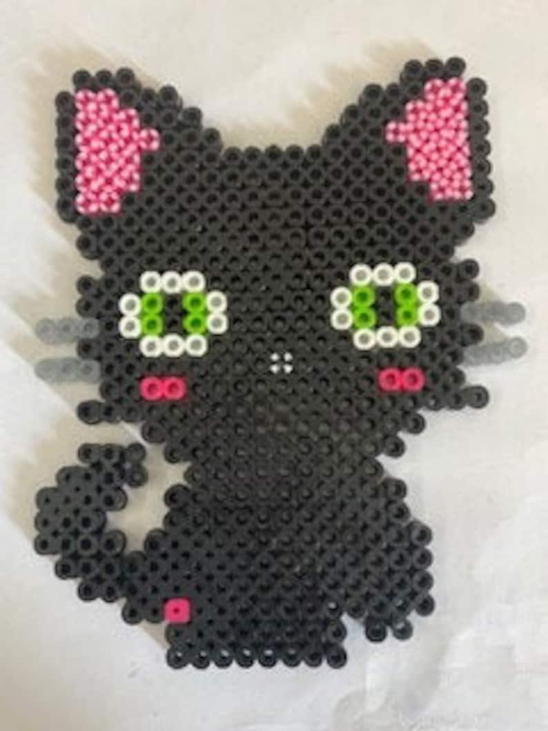 Black Cat Perler Bead art | Etsy