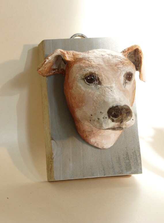 Small papiermache dog head Etsy