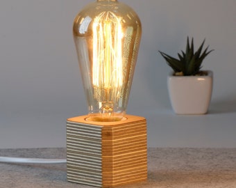 Handmade Plywood Cube Lamp: Modern Bedside Table Lamp
