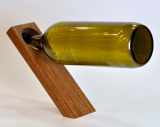 Wine bottle holder, Drinkware accessories, Rustic balanced rack gift for wine lovers, Wooden stand for new home