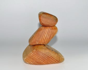 Wooden Zen Stone Miniature, Garden Sculpture, Terrarium Accessories, Christmas decor