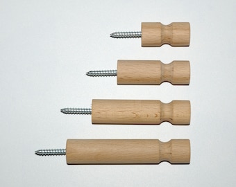 Gancio per picchetti in legno, Appendiabiti in legno, Gancio a parete, Il diametro è 0,8 "/ 20 mm, Gancio singolo, set di 3 o set di 5 ganci, Appendiabiti montato a parete