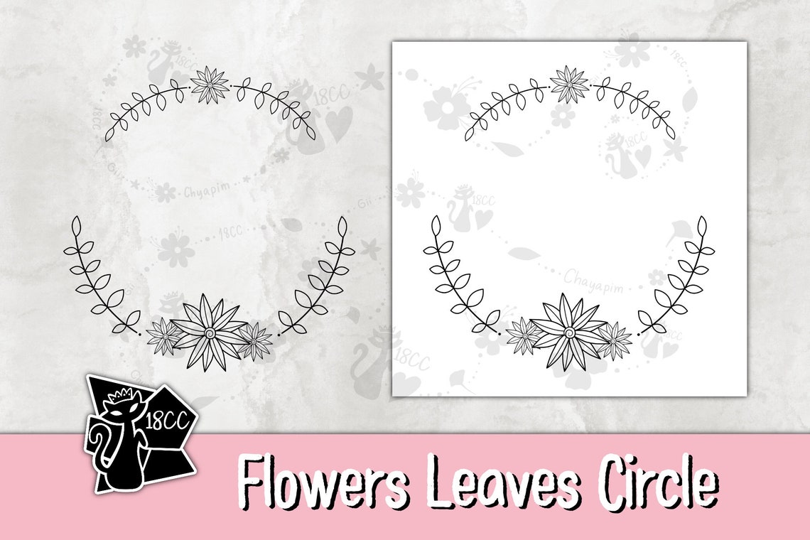 Flowers & leaves circle frame SVG EPS JPG png | Etsy