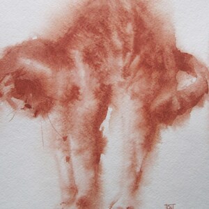 Red Cat Original watercolor painting Animal Bird art