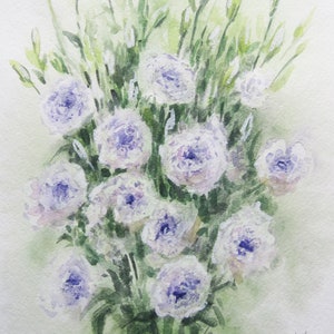 Lisianthus flowers Original watercolor painting Plants art