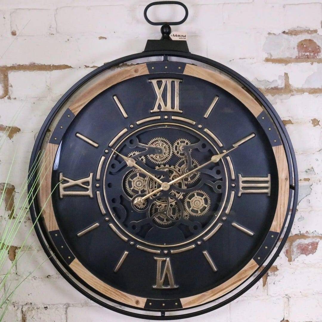 Industrial Extra Large Cog Clock Black and Gold - Etsy
