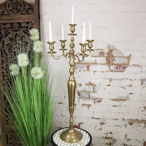 Vintage Brass Candelabra 100cm 5 Candle