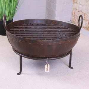 Vintage Kadai Bowl with Stand Garden Fire Pit Bowls