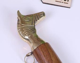 Naka Long Shoe Horn Wooden Brass Animal Ball Top 46cm