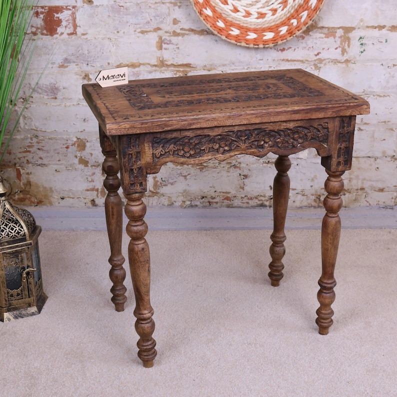 Mesa auxiliar rectangular de madera de mango Erki imagen 1