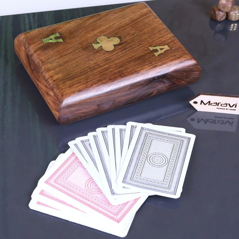 Nadu Double Wooden Playing Card Box With Playing Cards - Etsy