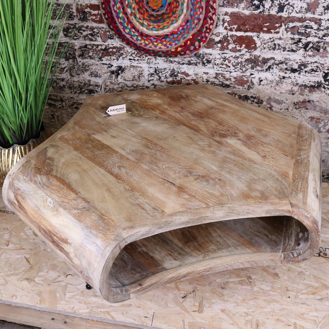 Hampi 3 Sided Mango Wood Coffee Table Etsy UK