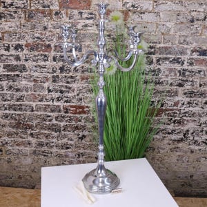 Mula Polished Silver 5 Candle Candelabra Centerpiece 105cm